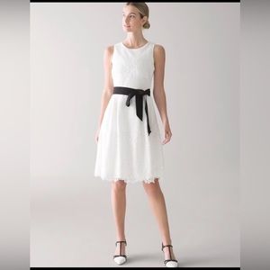 White House Black Market lace fit and flare dress in white. NWT